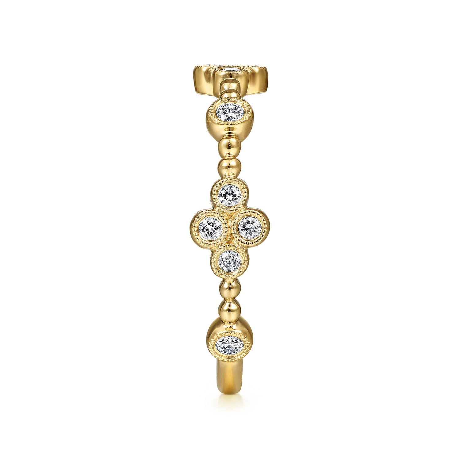14K Yellow Gold Bezel Set Diamond Quatrefoil Station Ring - 0.22 ct - Shot 4