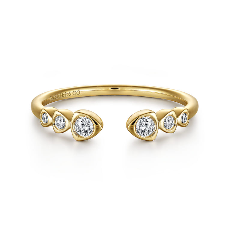 14K Yellow Gold Bezel Set Diamond Split Stackable Ring - 0.14 ct - Shot 1