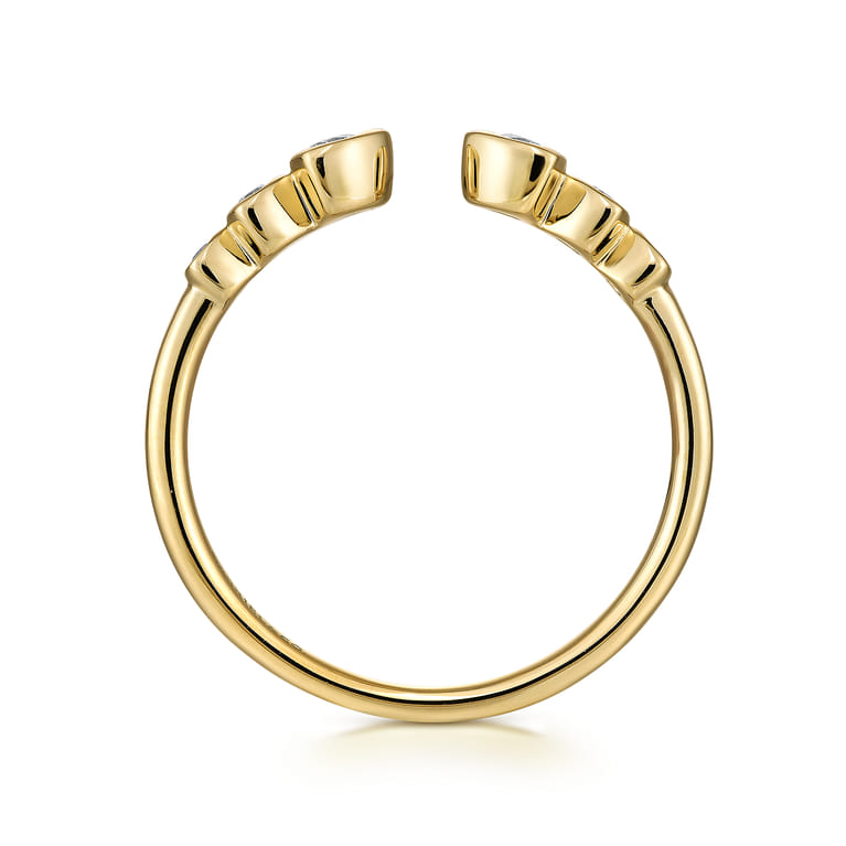 14K Yellow Gold Bezel Set Diamond Split Stackable Ring - 0.14 ct - Shot 2