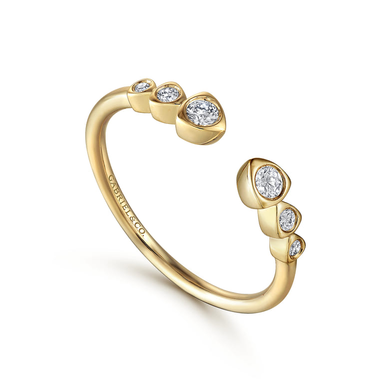 14K Yellow Gold Bezel Set Diamond Split Stackable Ring - 0.14 ct - Shot 3