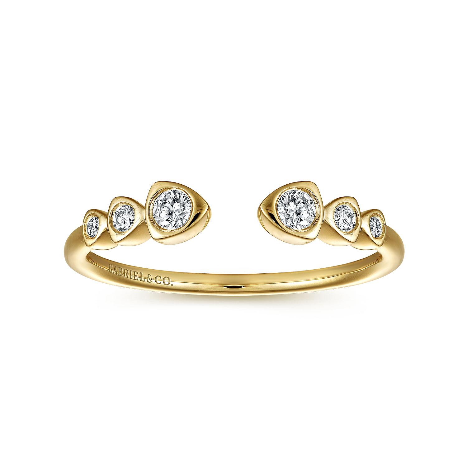 14K Yellow Gold Bezel Set Diamond Split Stackable Ring