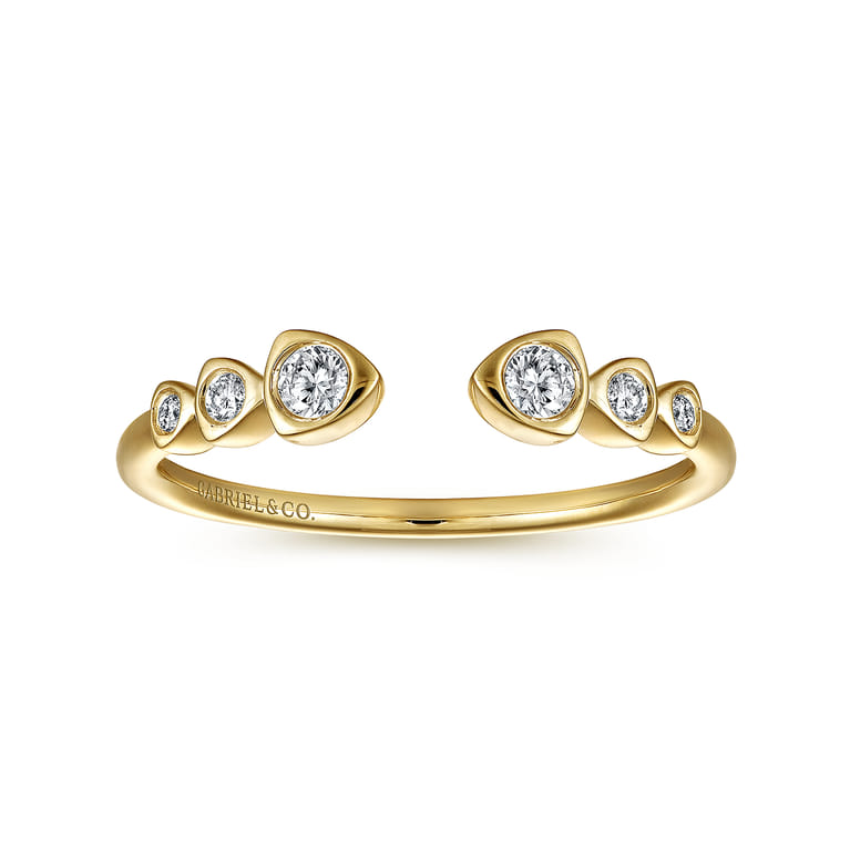 14K Yellow Gold Bezel Set Diamond Split Stackable Ring - 0.14 ct - Shot 4