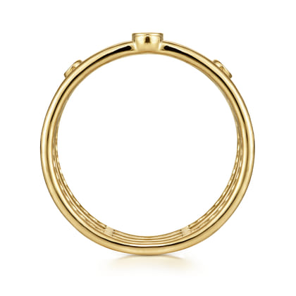 14K Yellow Gold Bezel Set Diamond Station Layered Ring