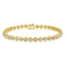 14K Yellow Gold Bezel Set Diamond Tennis Bracelet with Twisted Rope Frame - 0.7 ct