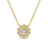 14K Yellow Gold Bezel Set Floral Diamond Pendant Necklace - 0.13 ct