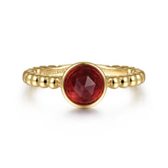 14K Yellow Gold Bezel Set Garnet Bujukan Ring