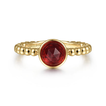 14K Yellow Gold Bezel Set Garnet Bujukan Ring