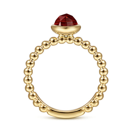 14K Yellow Gold Bezel Set Garnet Bujukan Ring