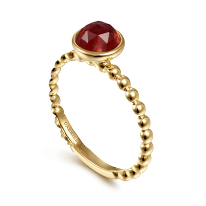 14K Yellow Gold Bezel Set Garnet Bujukan Ring