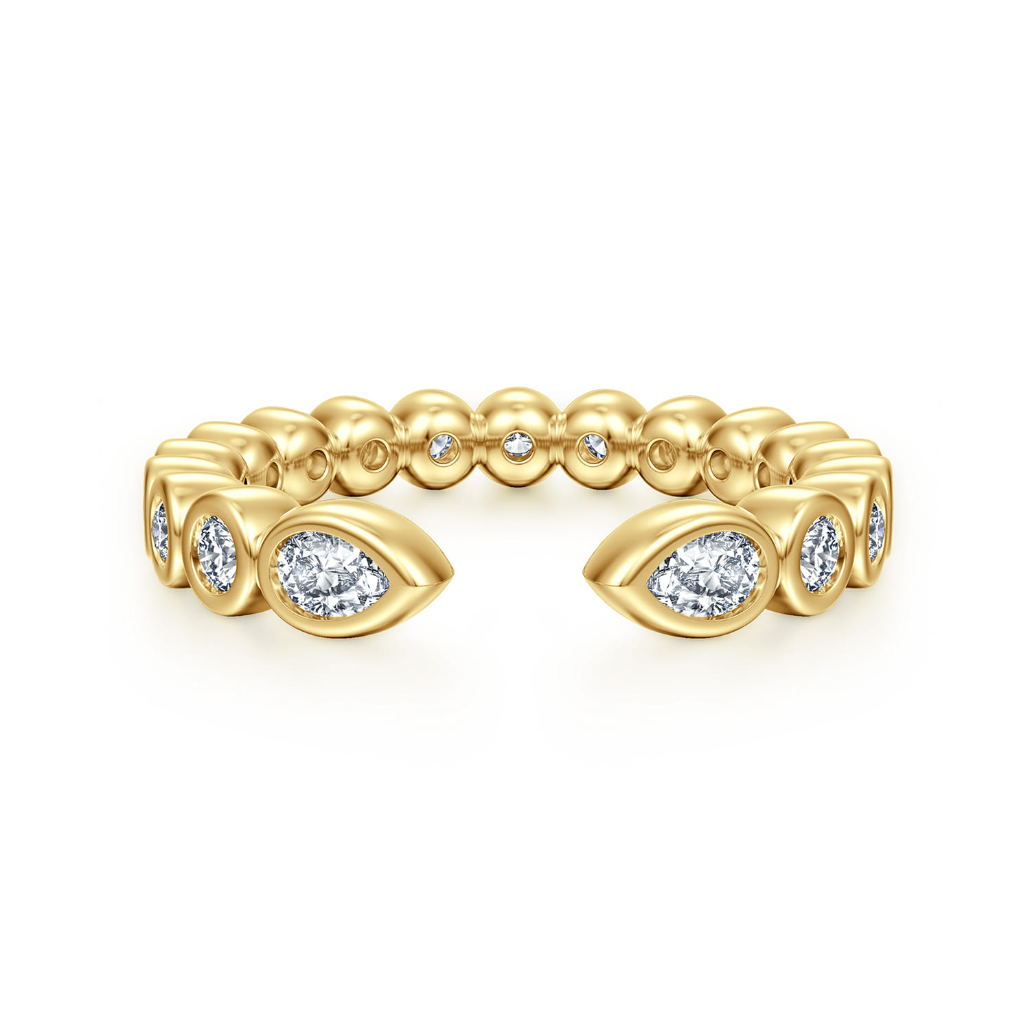 Open Ring Wedding Ring in 14k Yellow Gold with Pear Natural Diamond at Gabriel & Co. - Shot 1