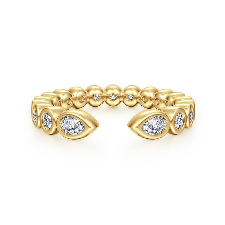 Open Ring Wedding Ring in 14k Yellow Gold with Pear Natural Diamond at Gabriel & Co. - Shot 1