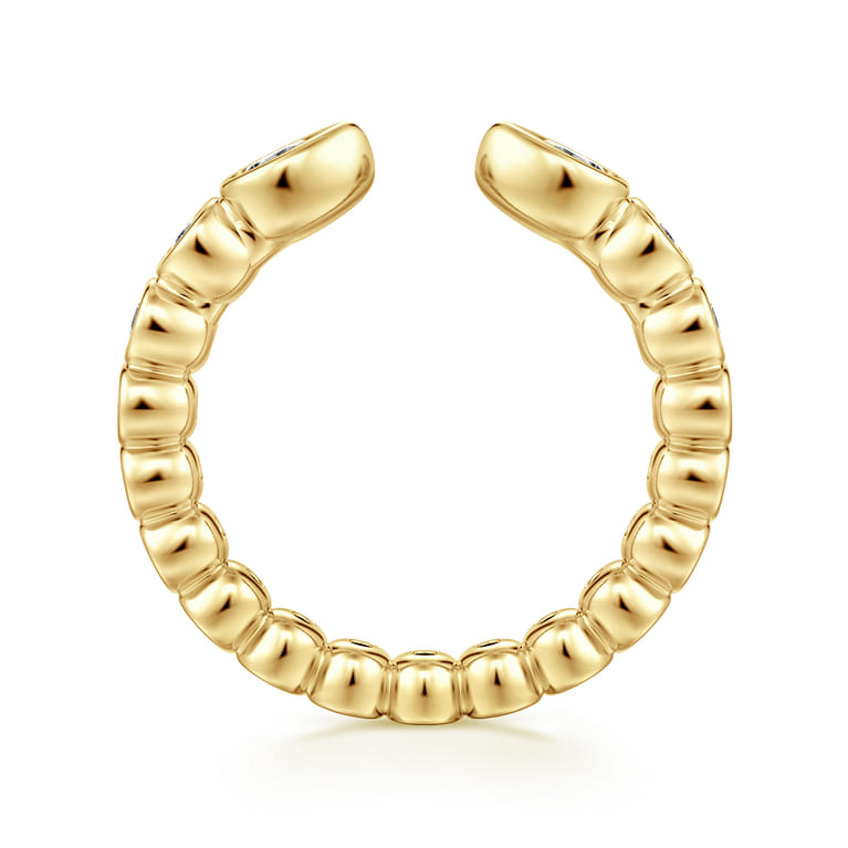 Open Ring Wedding Ring in 14k Yellow Gold with Pear Natural Diamond at Gabriel & Co. - Shot 2