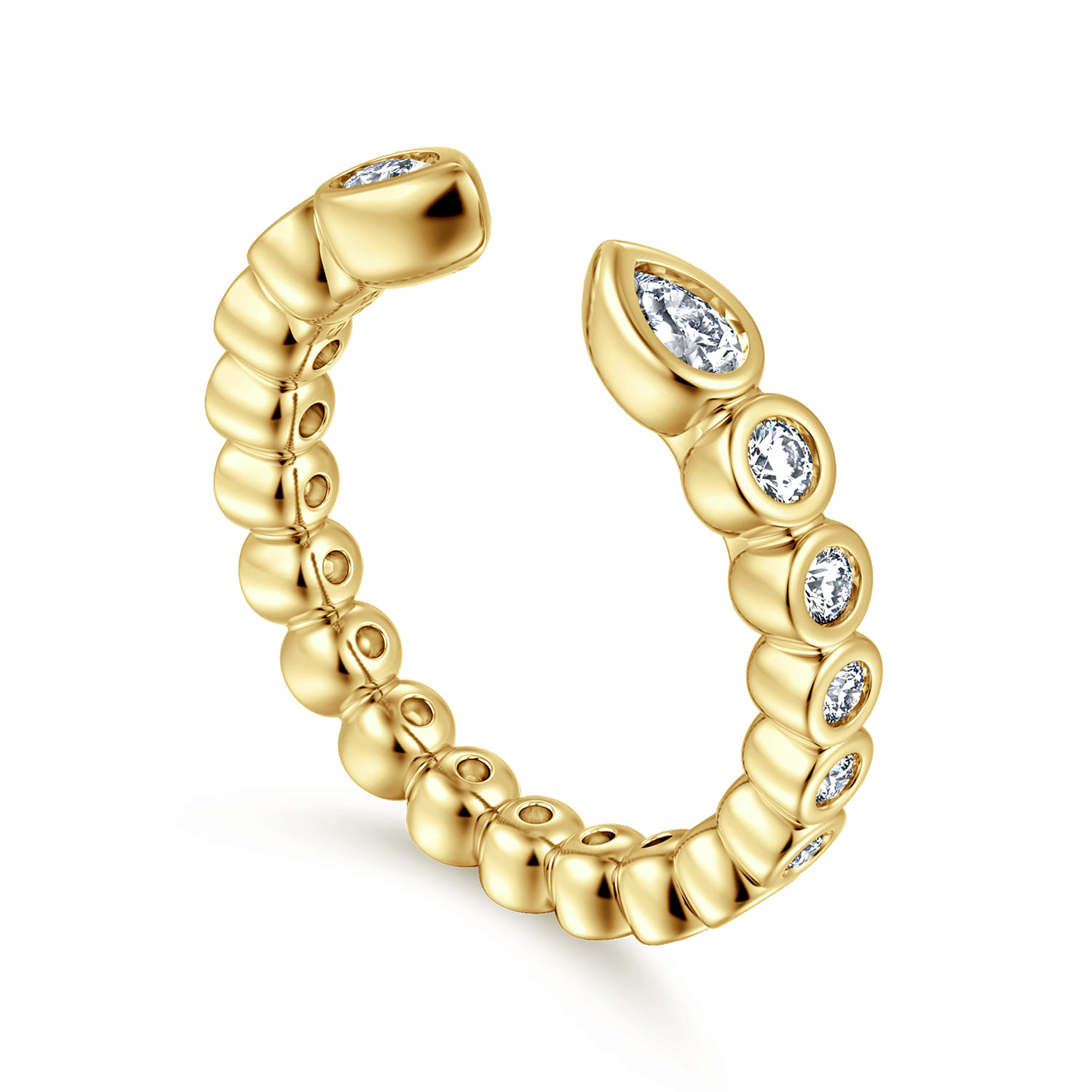Open Ring Wedding Ring in 14k Yellow Gold with Pear Natural Diamond at Gabriel & Co. - Shot 3