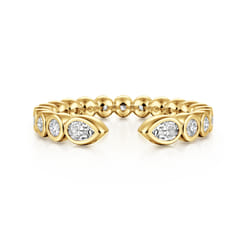14K Yellow Gold Bezel Set Pear and Round Open Diamond Eternity Band