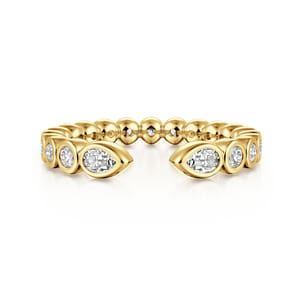 14K Yellow Gold Bezel Set Pear and Round Open Diamond Eternity Band