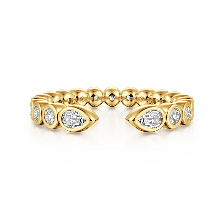 Open Ring Wedding Ring in 14k Yellow Gold with Pear Natural Diamond at Gabriel & Co. - Shot 1