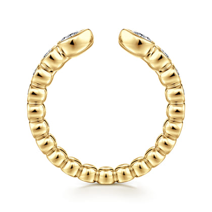 14K Yellow Gold Bezel Set Pear and Round Open Diamond Eternity Band