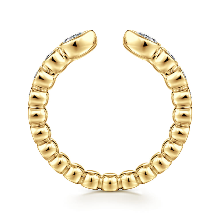 Open Ring Wedding Ring in 14k Yellow Gold with Pear Natural Diamond at Gabriel & Co. - Shot 2