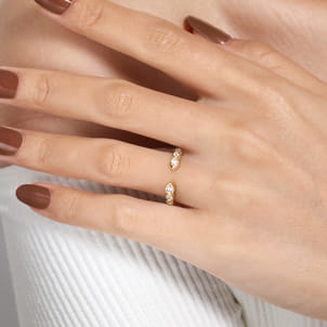 14K Yellow Gold Bezel Set Pear and Round Open Diamond Eternity Band