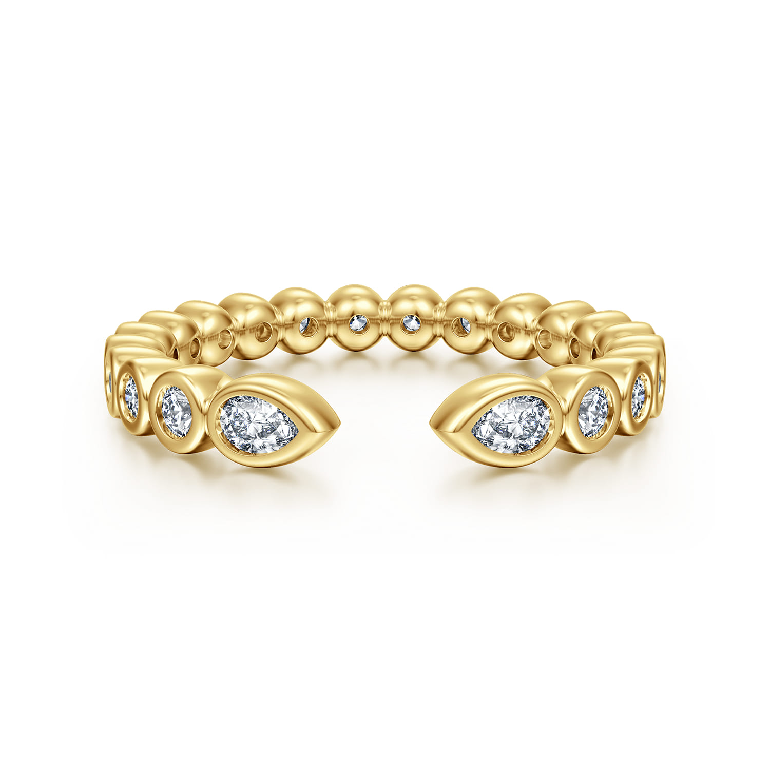 Open Ring Wedding Ring in 14k Yellow Gold with Pear Natural Diamond at Gabriel & Co. - Shot 1