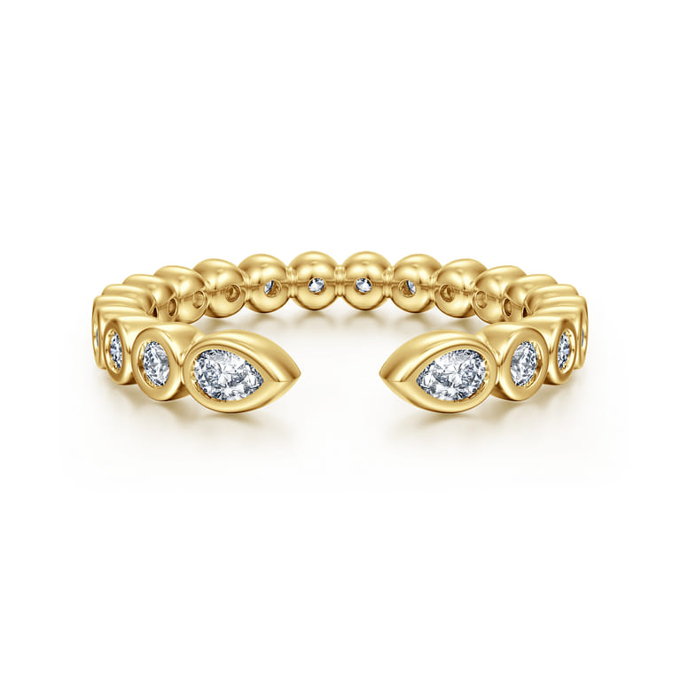 Open Ring Wedding Ring in 14k Yellow Gold with Pear Natural Diamond at Gabriel & Co. - Shot 1