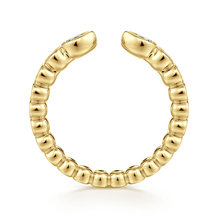 Open Ring Wedding Ring in 14k Yellow Gold with Pear Natural Diamond at Gabriel & Co. - Shot 2