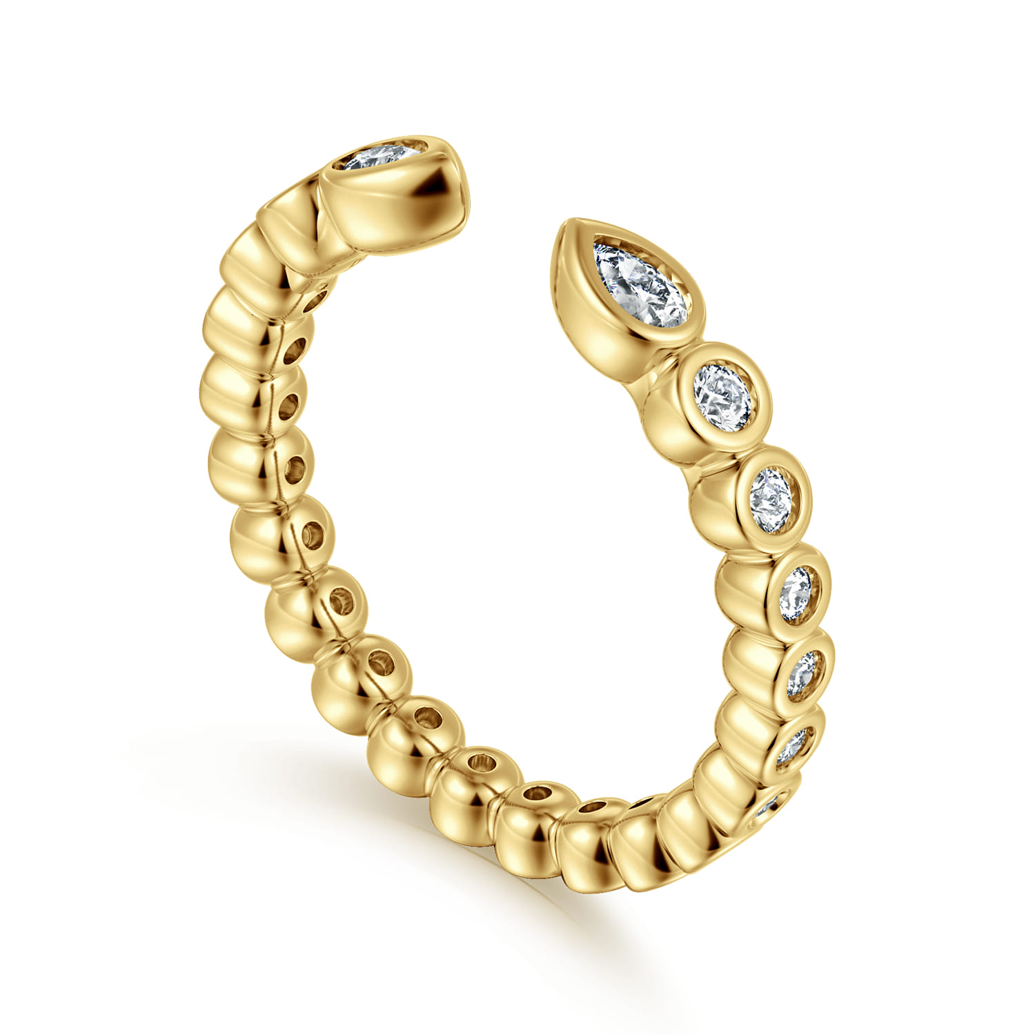 Open Ring Wedding Ring in 14k Yellow Gold with Pear Natural Diamond at Gabriel & Co. - Shot 3