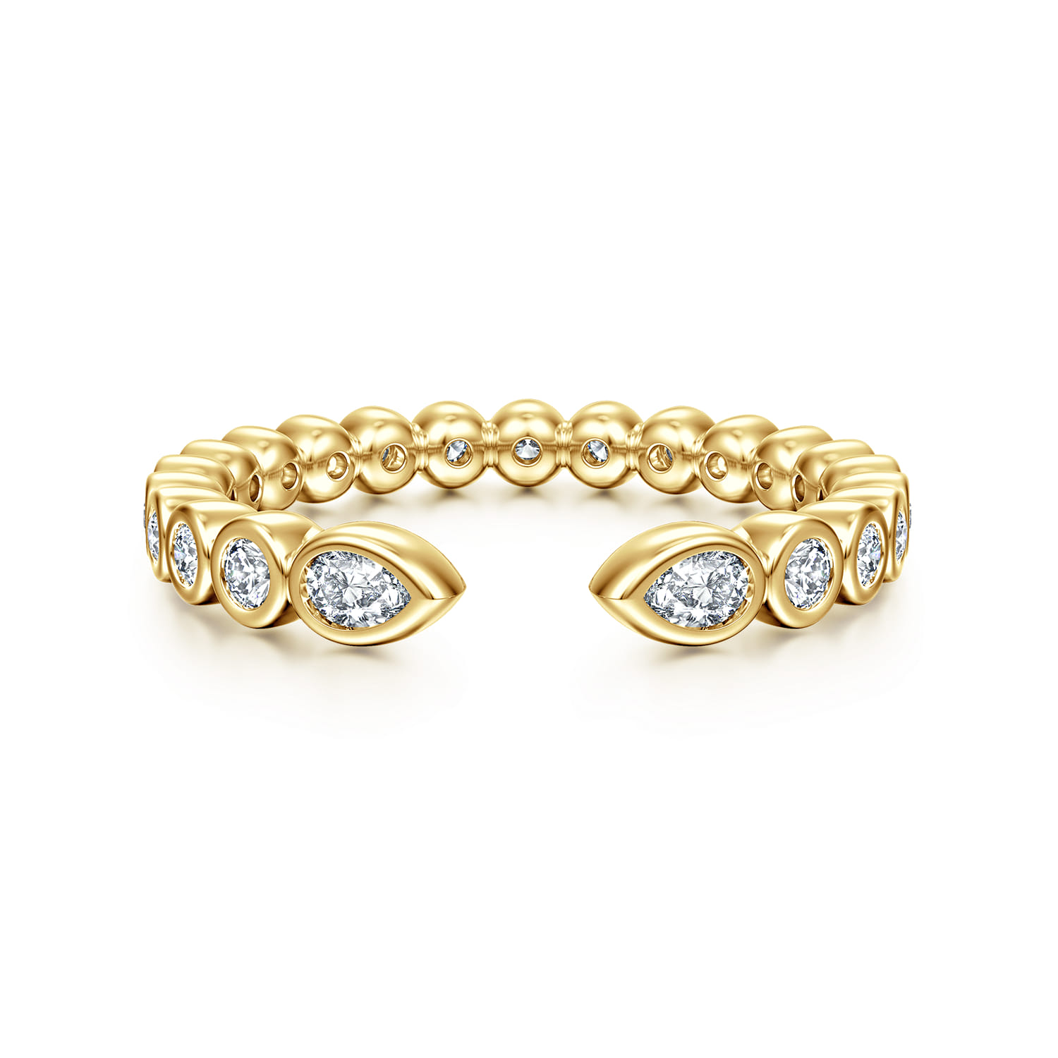 Open Ring Wedding Ring in 14k Yellow Gold with Pear Natural Diamond at Gabriel & Co. - Shot 1