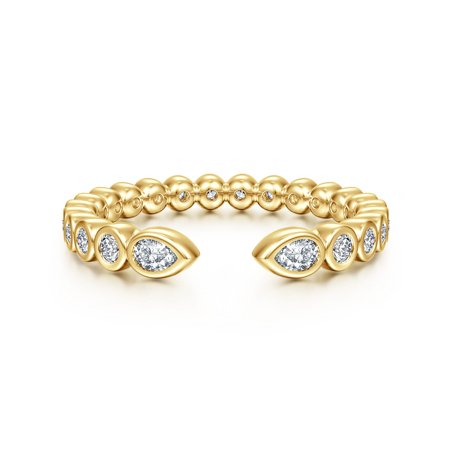 Open Ring Wedding Ring in 14k Yellow Gold with Pear Natural Diamond at Gabriel & Co. - Shot 1