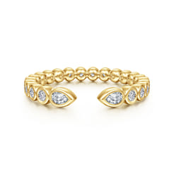 14K Yellow Gold Bezel Set Pear and Round Open Diamond Eternity Band