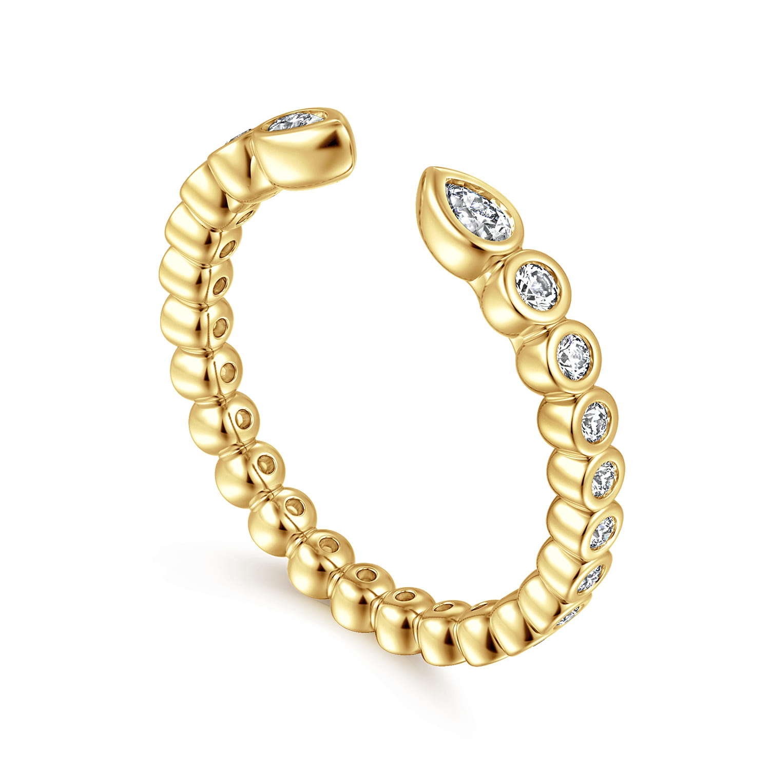 Open Ring Wedding Ring in 14k Yellow Gold with Pear Natural Diamond at Gabriel & Co. - Shot 3