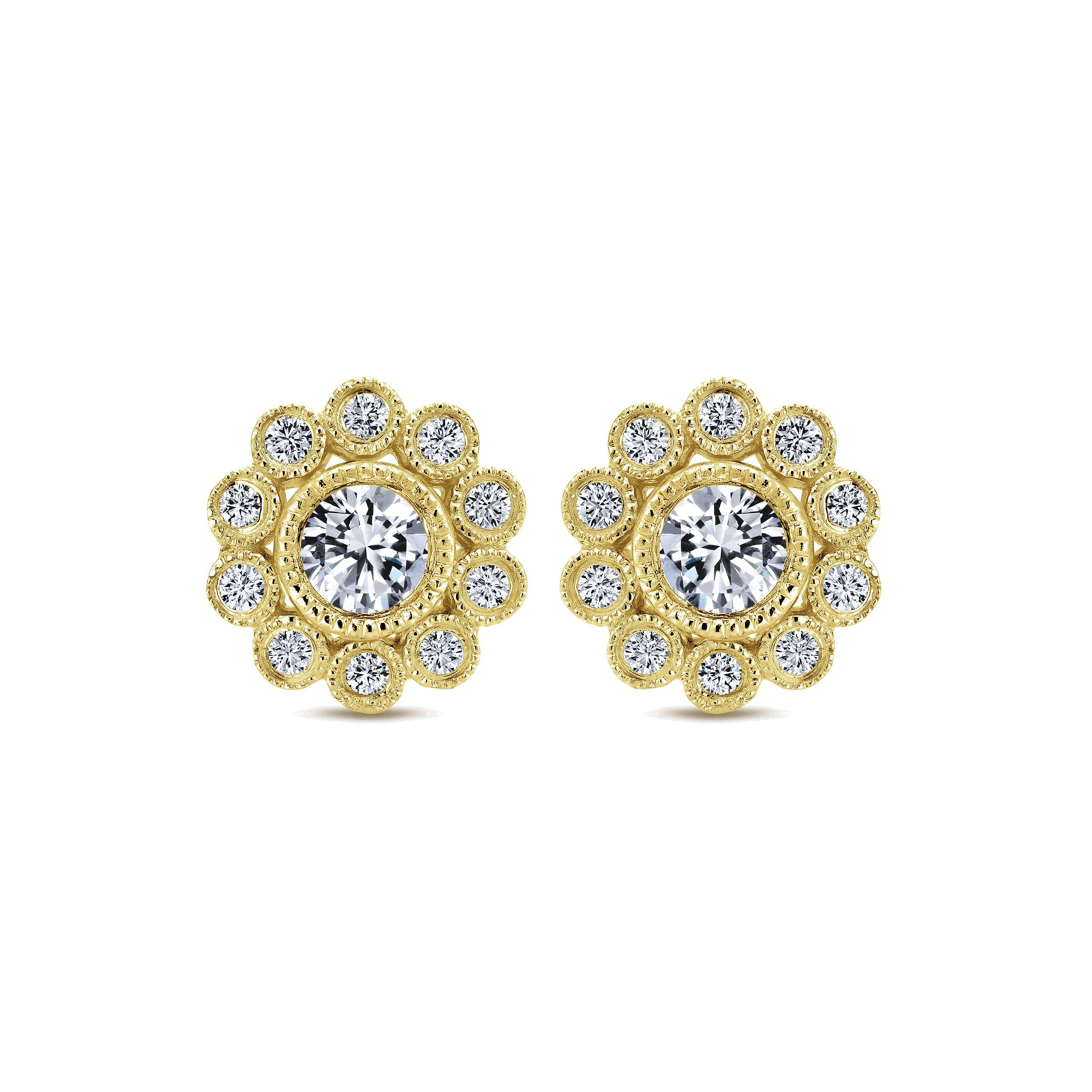 14K-Yellow-Gold-Bezel-Set-Round-Diamond-Flower-Stud-Earrings1