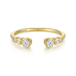 14K Yellow Gold Bezel Set Round Diamond Open Anniversary Band