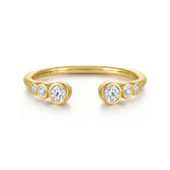 14K Yellow Gold Bezel Set Round Diamond Open Anniversary Band