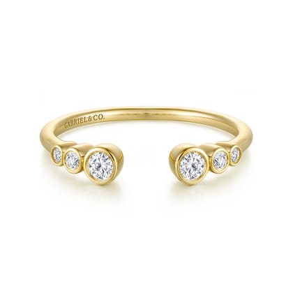 14K Yellow Gold Bezel Set Round Diamond Open Anniversary Band