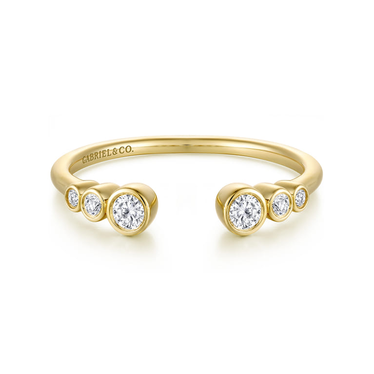 Open Ring Wedding Ring in 14k Yellow Gold with Round Natural Diamond at Gabriel & Co. - Shot 1