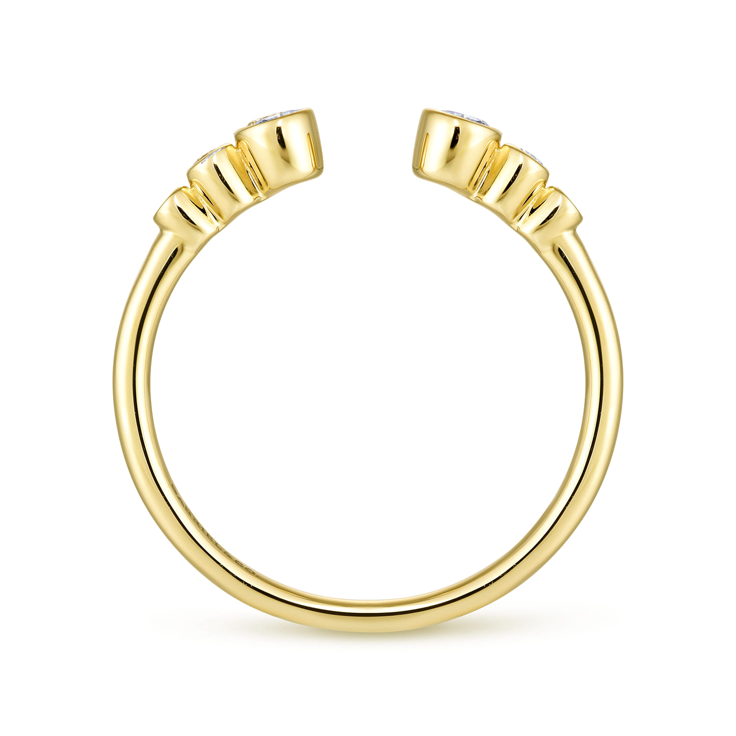 14K Yellow Gold Bezel Set Round Diamond Open Anniversary Band