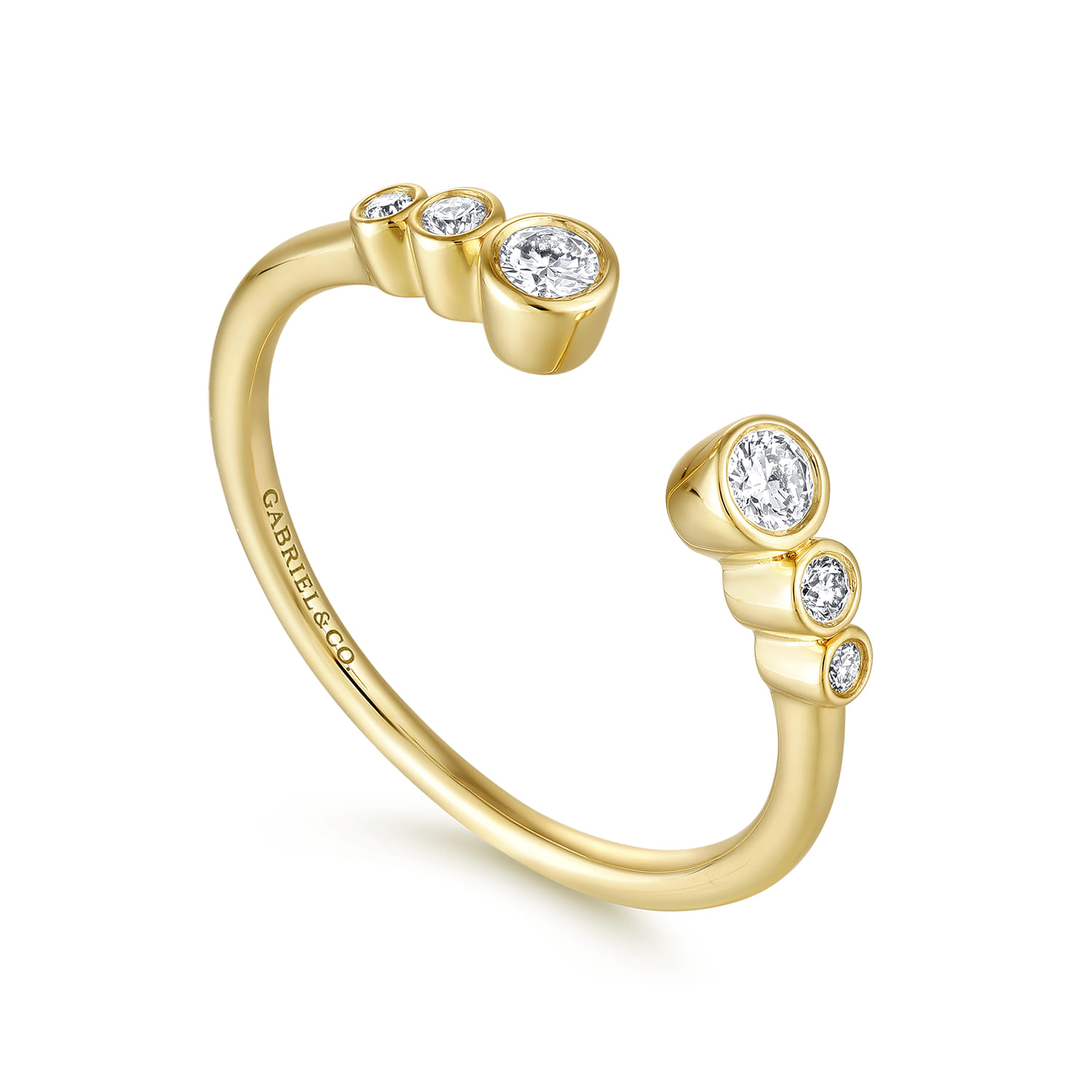 14K Yellow Gold Bezel Set Round Diamond Open Anniversary Band