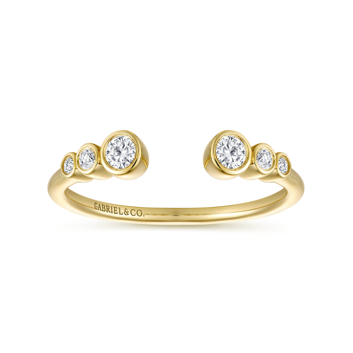14K Yellow Gold Bezel Set Round Diamond Open Anniversary Band