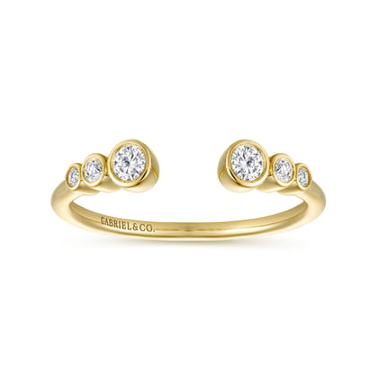 14K Yellow Gold Bezel Set Round Diamond Open Anniversary Band