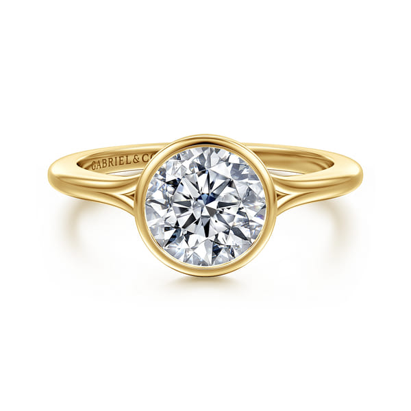 Bezel Set Round Solitaire Diamond Engagement Ring in Yellow Gold