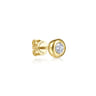 14K Yellow Gold Bezel Set White Sapphire Single Stud Earring