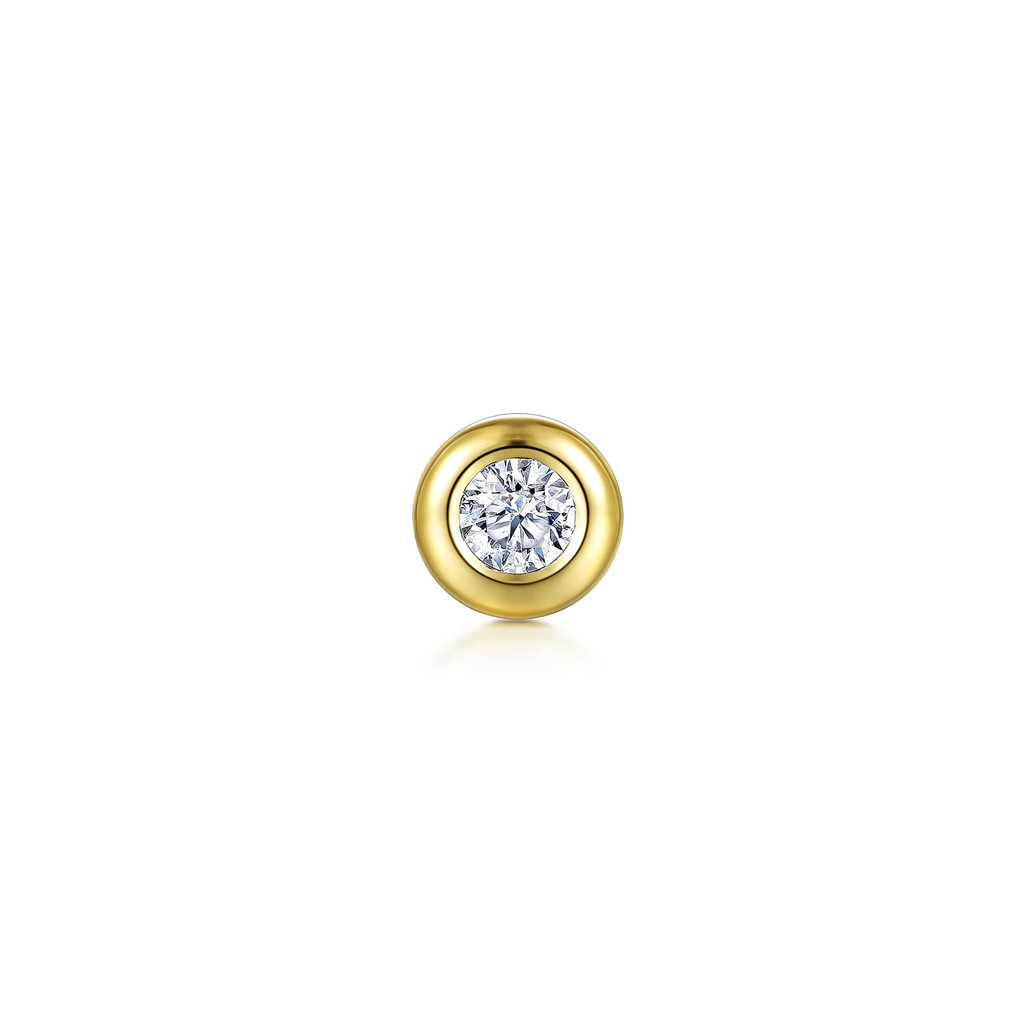 14K Yellow Gold Bezel Set White Sapphire Single Stud Earring