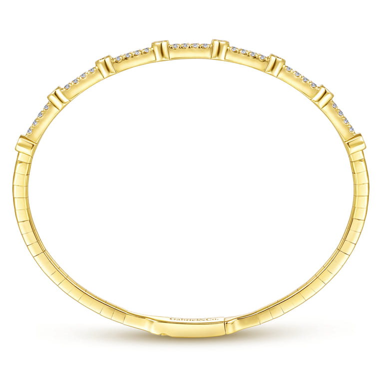 14K Yellow Gold Bezel Station Diamond Bangle - 0.55 ct - Shot 3