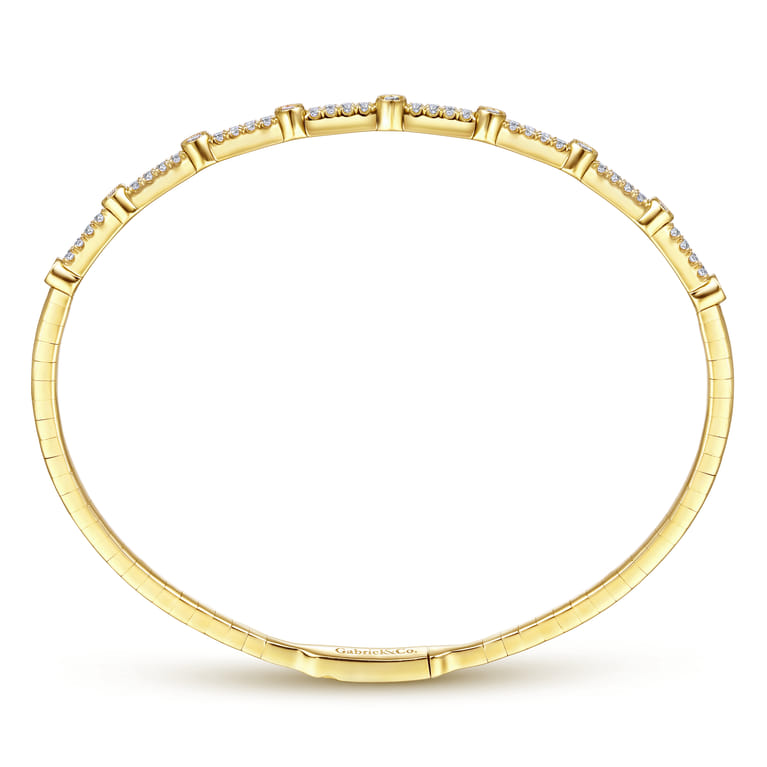 14K Yellow Gold Bezel Station Diamond Bangle - 0.6 ct - Shot 3