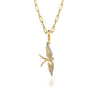 14K Yellow Gold Bird in Flight Diamond Pendant With Detachable Bail - 0.1 ct