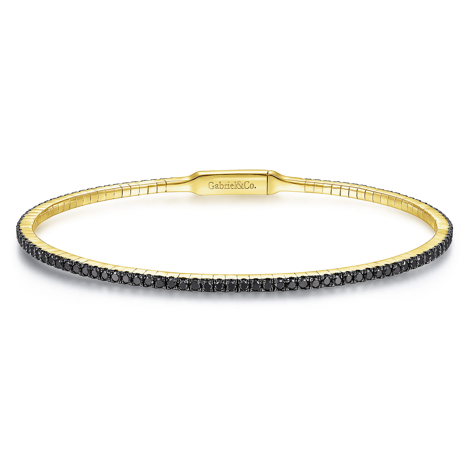 14K Yellow Gold Black Diamond Bangle - 1.1 ct - Shot 1