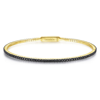 14K Yellow Gold Black Diamond Bangle