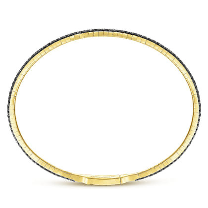 14K Yellow Gold Black Diamond Bangle