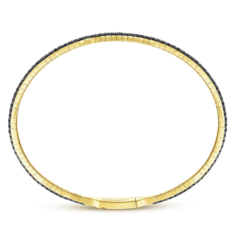 14K Yellow Gold Black Diamond Bangle - 1.1 ct - Shot 3